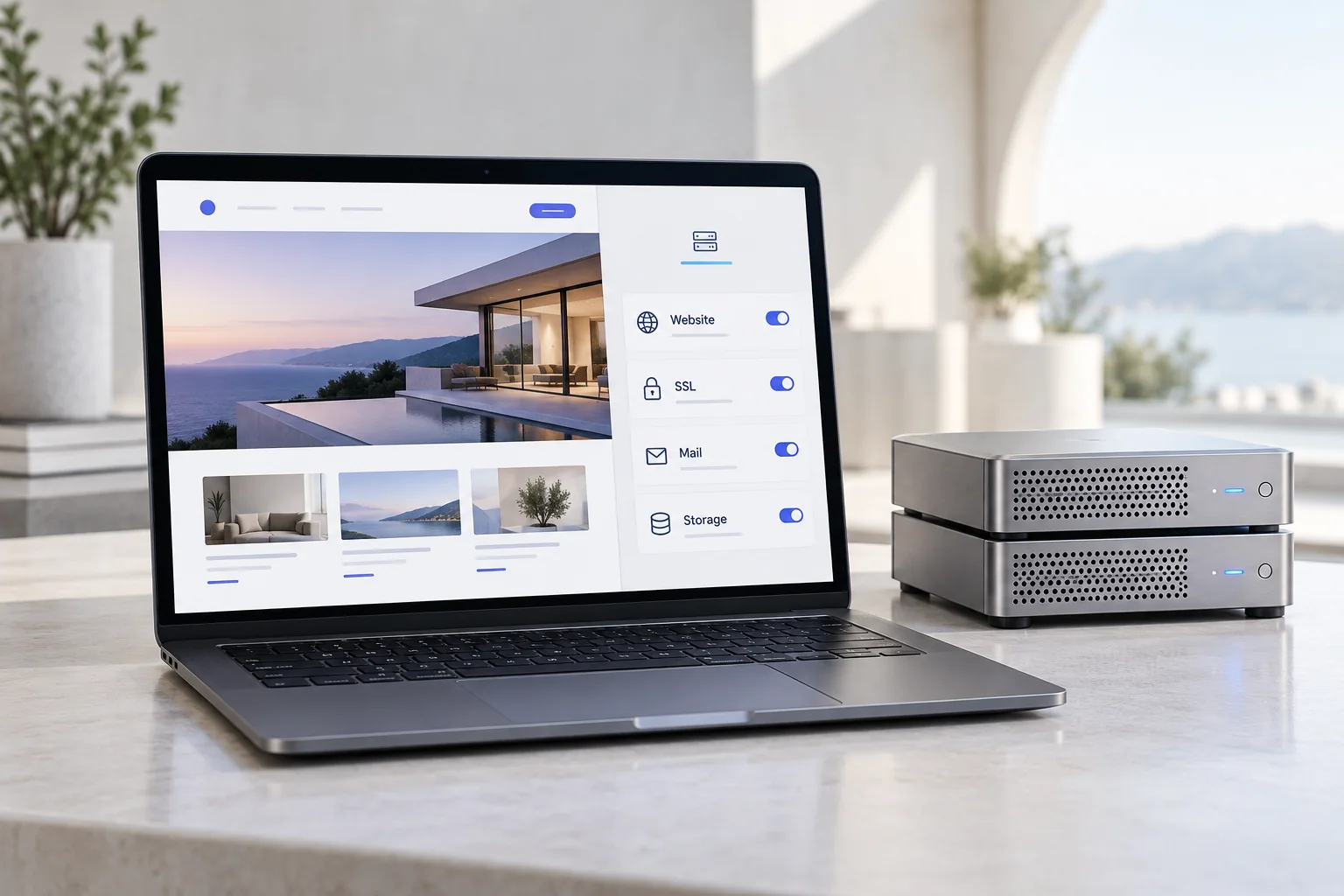 Realistisches Gestaltungsbeispiel für · Web Hosting